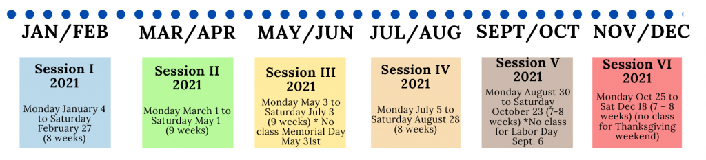 Sessions 2021 calender